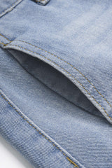 Denim Asymmetrical High Waist Wide Leg Shorts