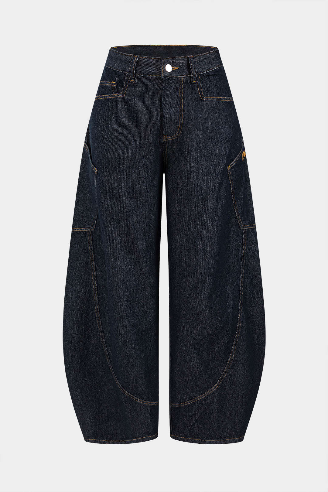 Denim Washed Wide Leg Barrel Jeans