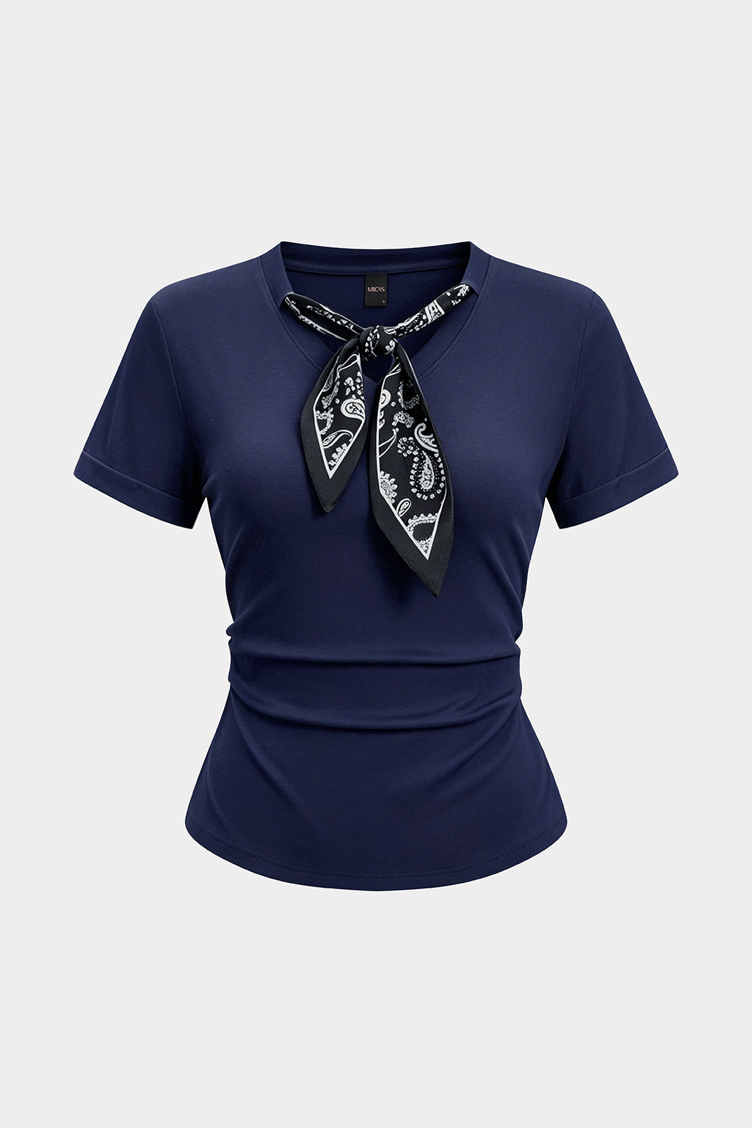 Artistic Print Tie-Up Short Sleeve T-shirt