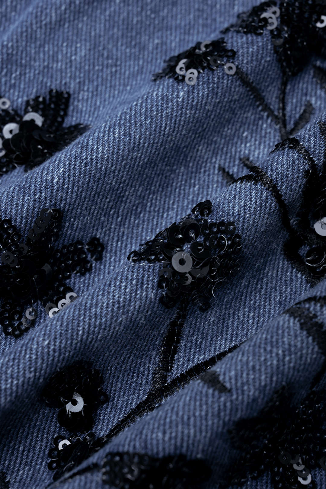 Denim Patchwork Sequin Embroidery Jacket