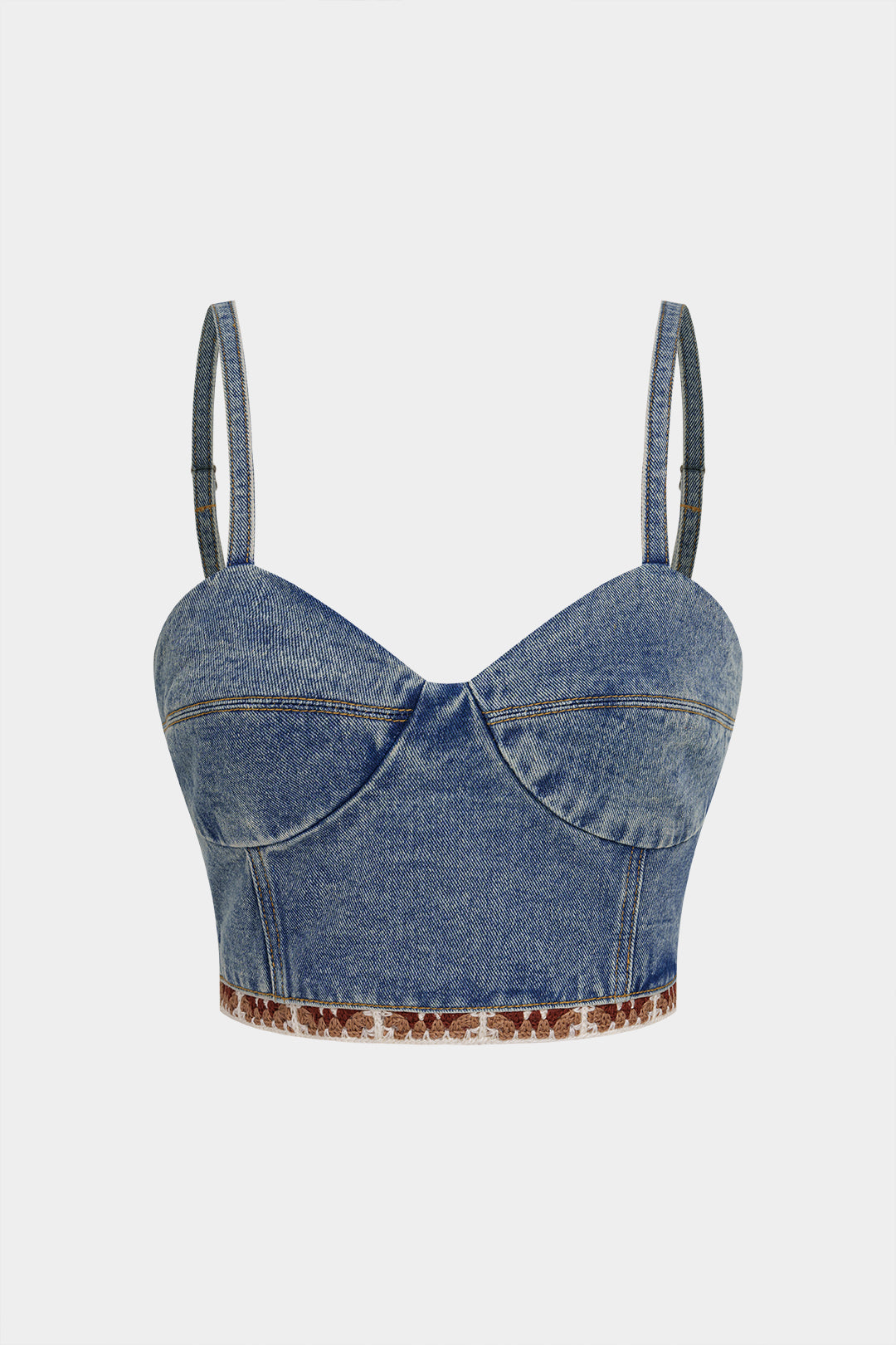 Denim Patchwork Backless Cami Top