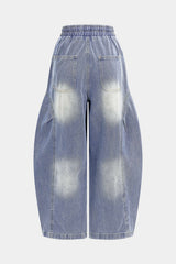 Denim Drawstring Shirred Waistband Jeans
