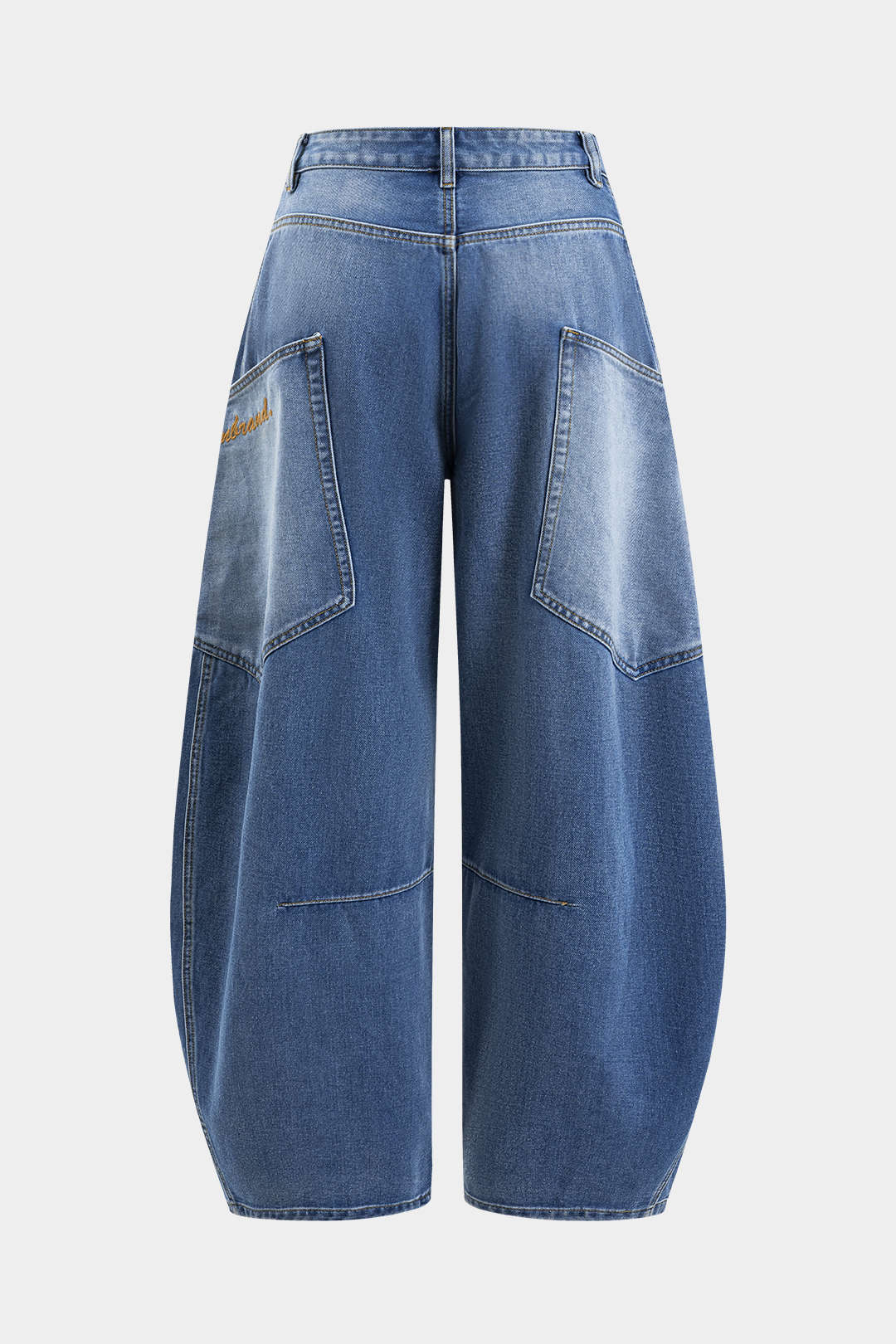 Denim Washed Wide Leg Barrel Jeans