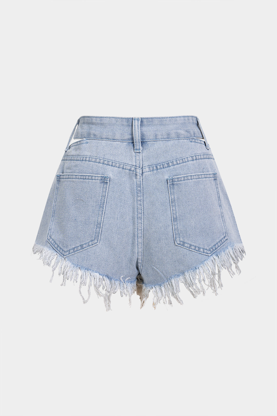 Denim Cut Out Ripped Cut Out Pocket Shorts