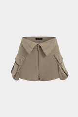 Denim Metallic Button Pocket Shorts