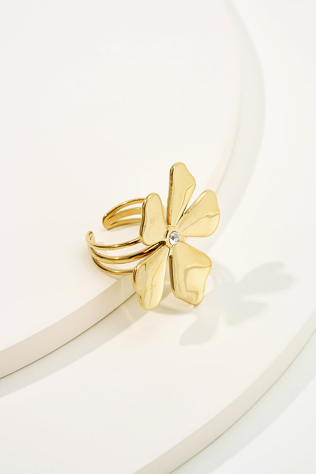 Alloy 3D Flower Rhinestone Ring