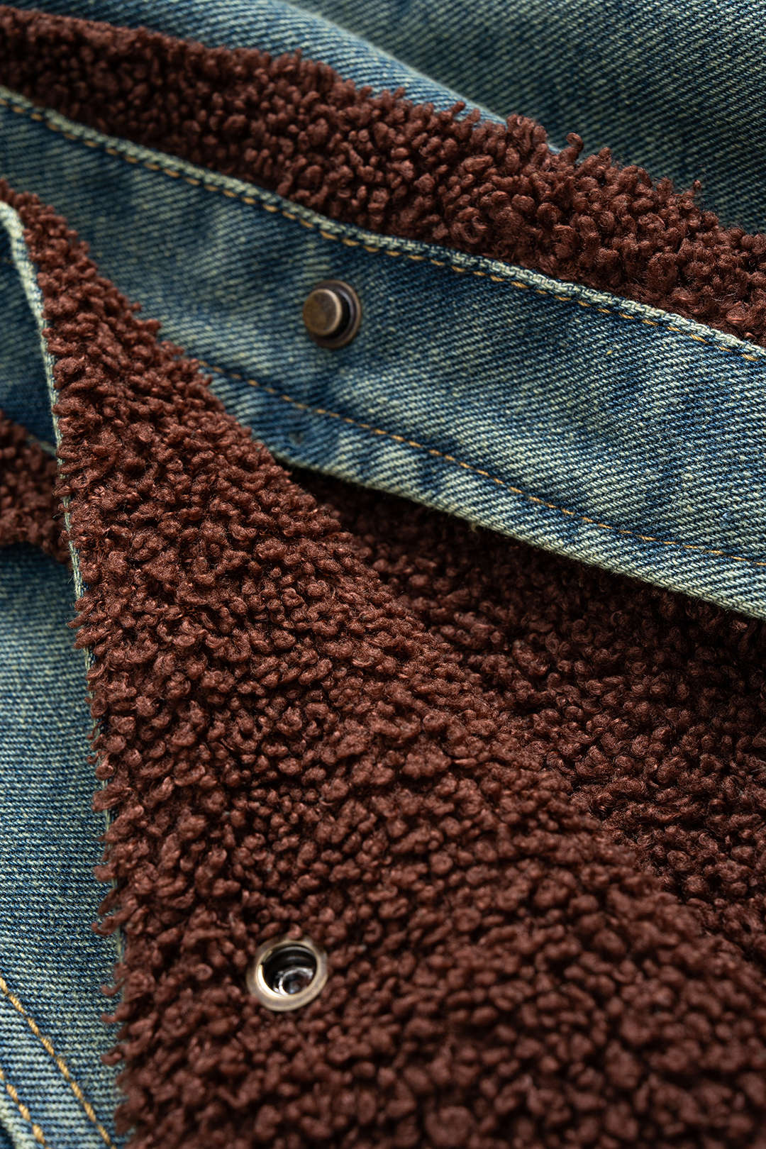 Denim Patchwork Button Fake Pockets Outerwear
