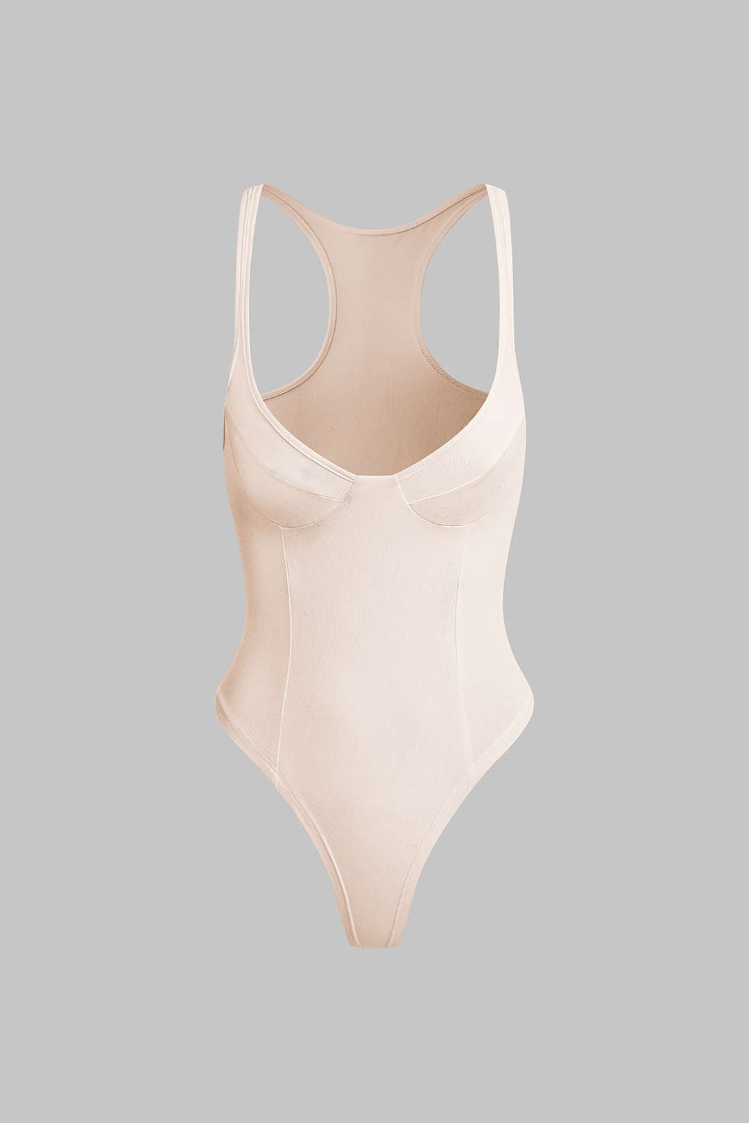 Basic Solid Deep-V Neck Bustier Sleeveless Bodysuit