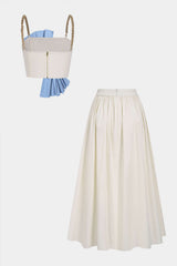 Contrast Knotted Metallic Chain Cami Top And Ruched Skirt Set