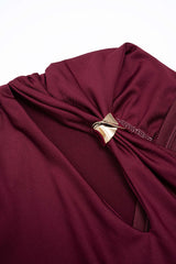 Asymmetrical Cut Out Ruched Long Sleeve Maxi Dress