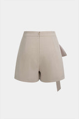 Asymmetrical Ruched High-Waist Shorts