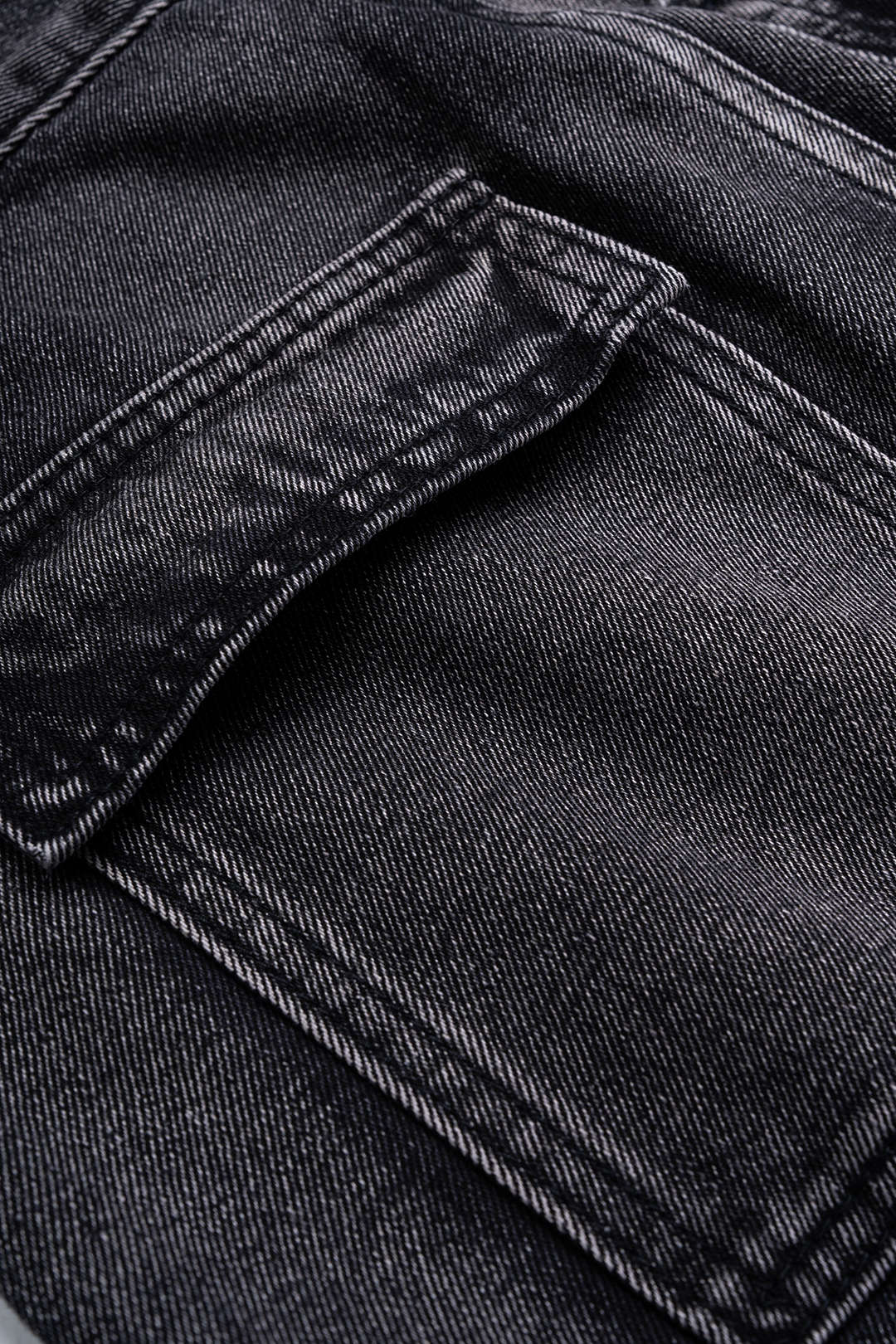 Denim Asymmetrical Pocket Wide Leg Jeans
