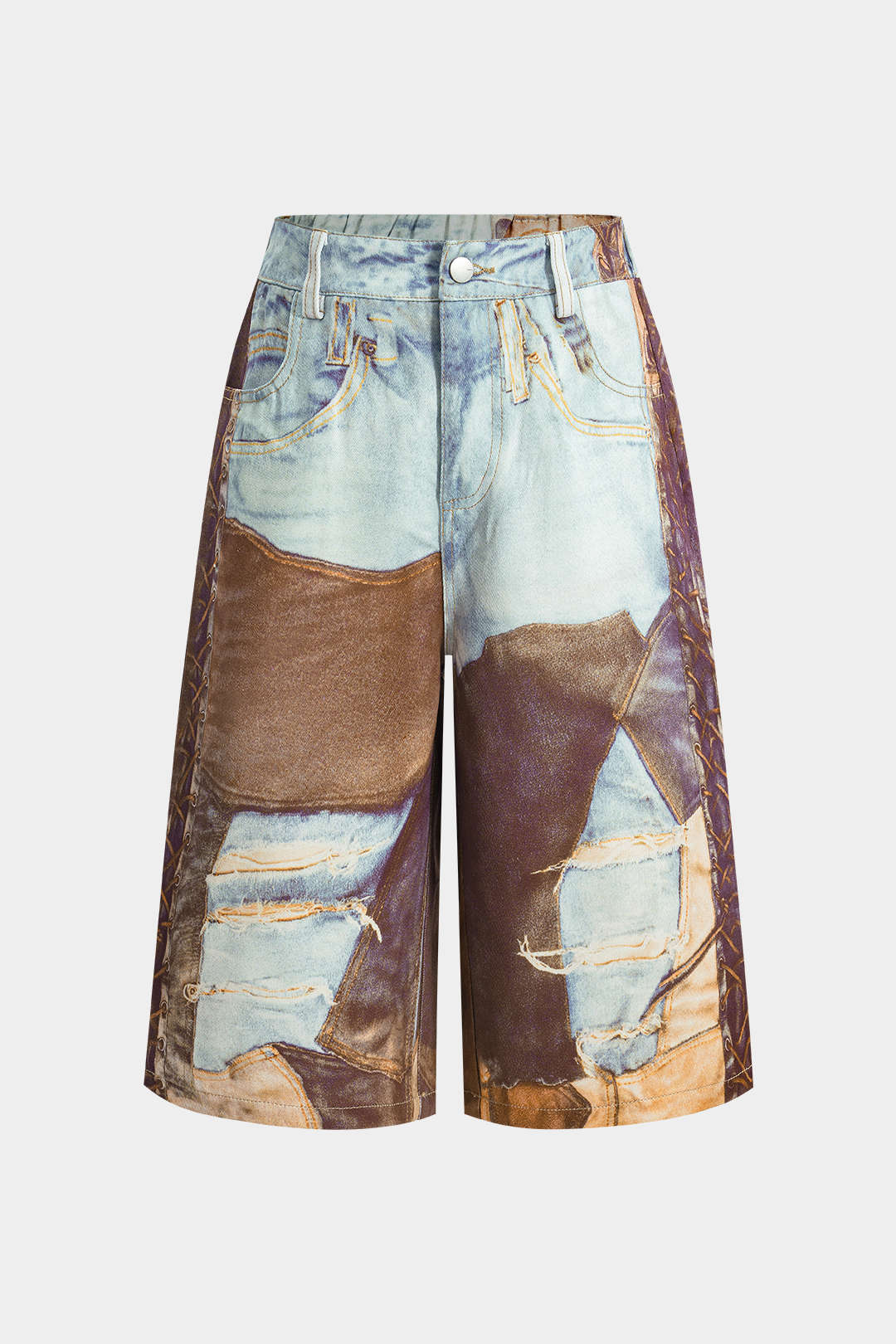 Chain Print  Wide Leg Shorts