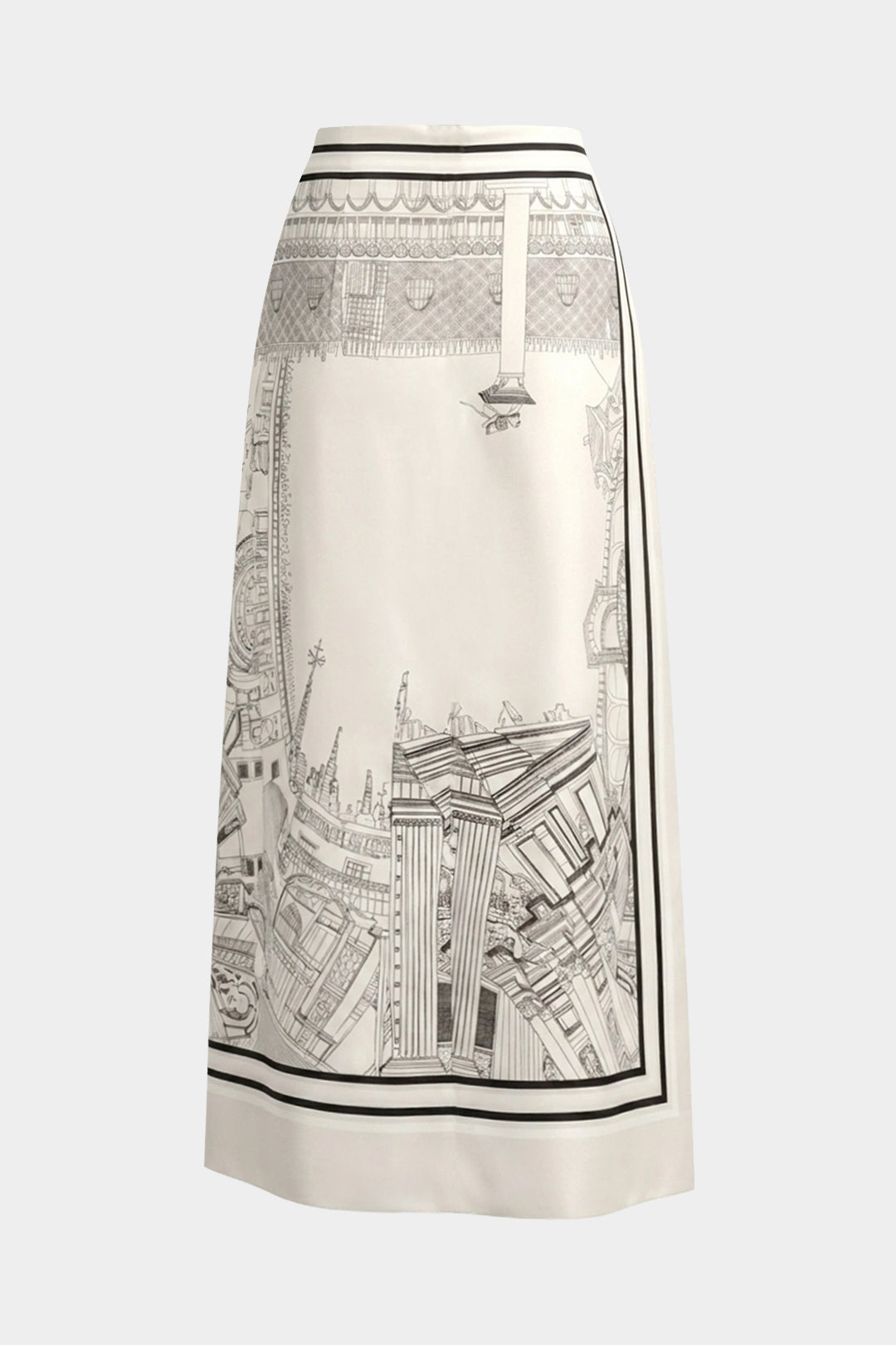 Artistic Print Stain Drawstring Asymmetrical Ruched Skirt