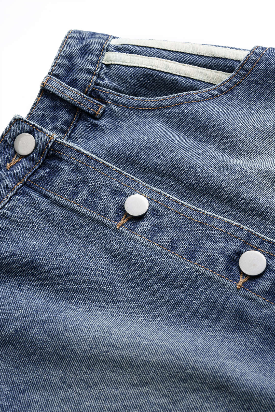 Denim Asymmetrical Seamdetail Button Skirt