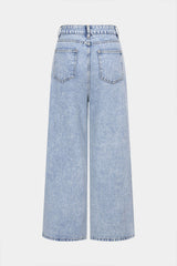 Denim Pearl Decor Straight Leg Jeans