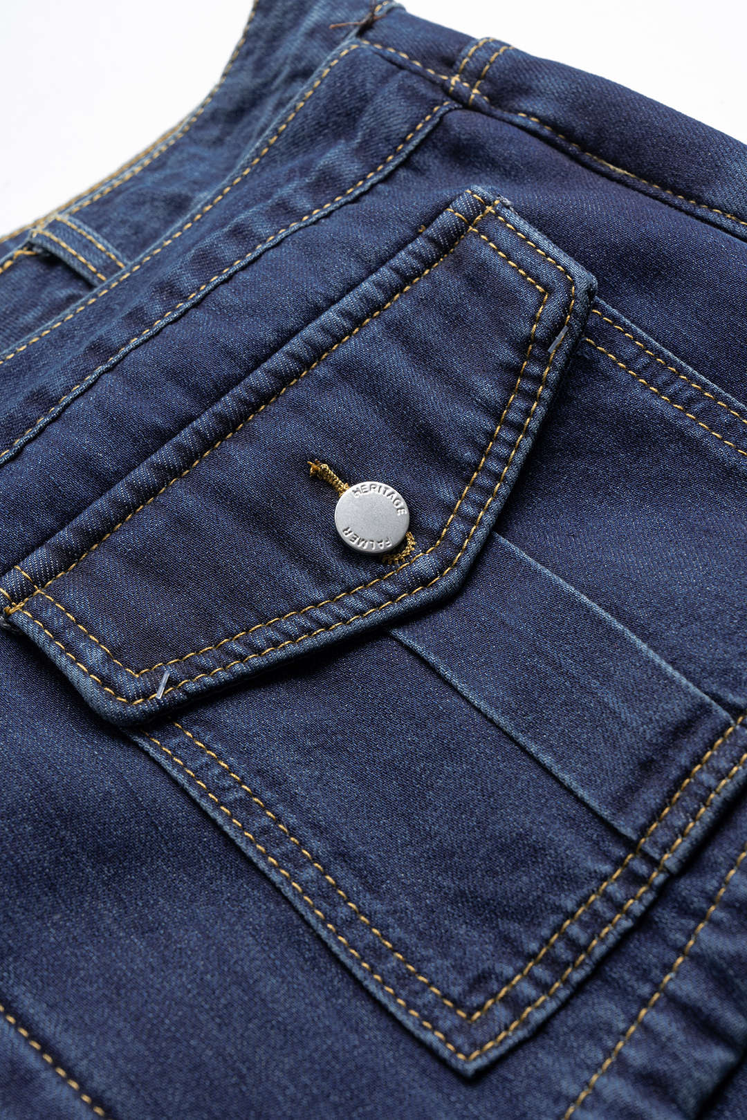Denim Button Long-Sleeve Top And High Waist Asymmetrical Jeans Set
