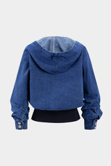 Denim Patchwork Hooded Outerwear