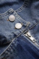 Denim Mock Neck Shirred Outerwear