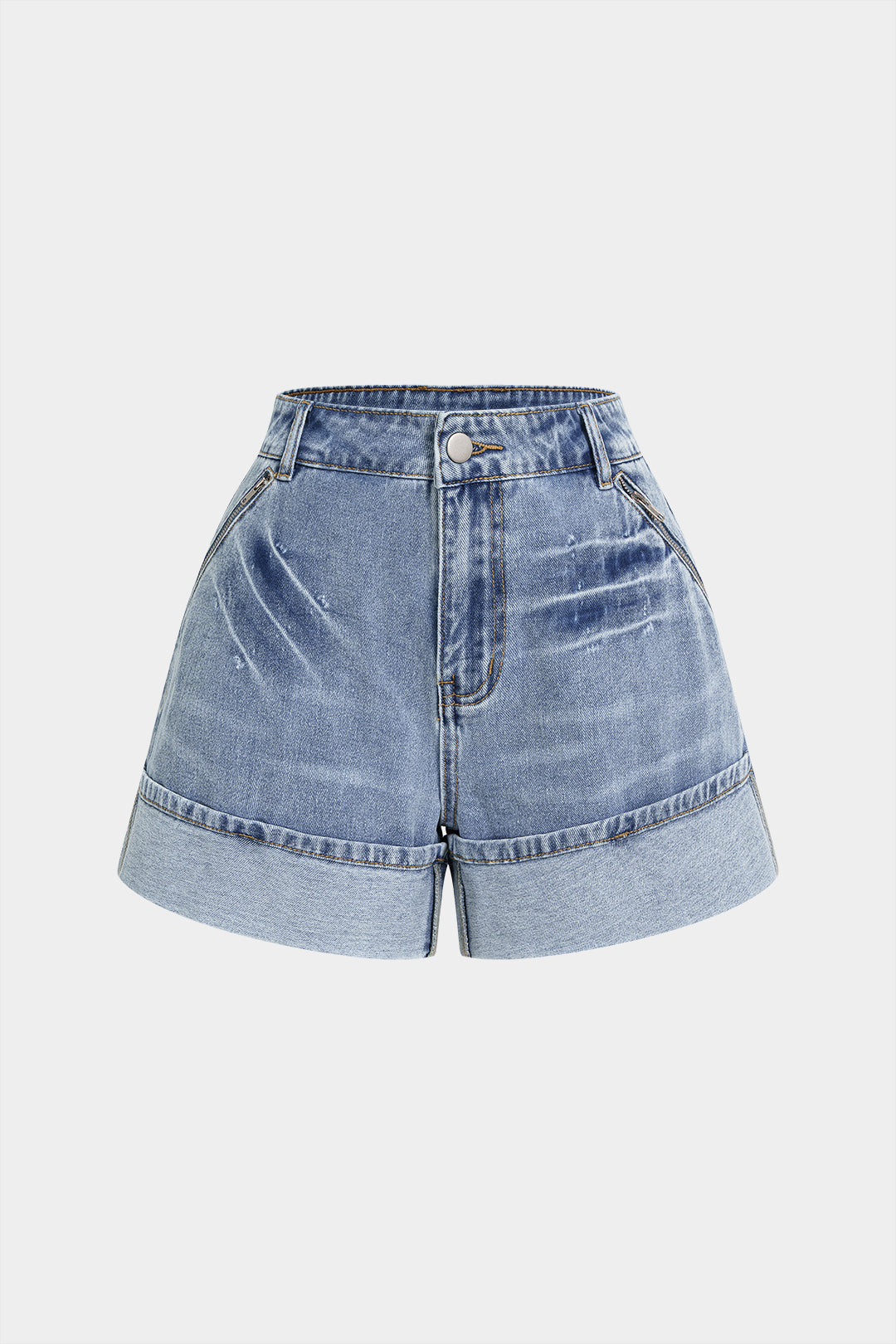 Denim Asymmetrical Pocket Shorts