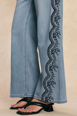 Denim Embroidery Straight Leg Jeans