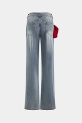 Bow Detail Straight Leg Jeans