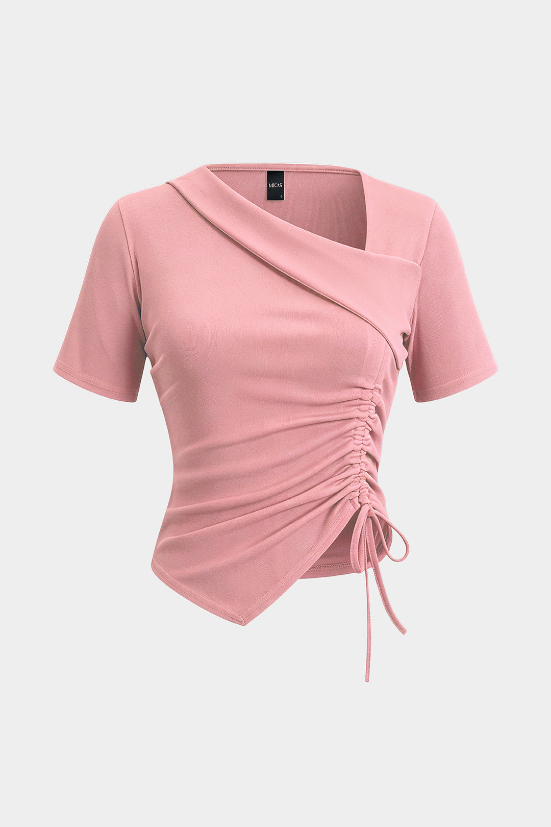 Asymmetrical Drawstring Short Sleeve T-Shirt