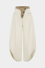 Asymmetrical Button Wide Leg Trousers
