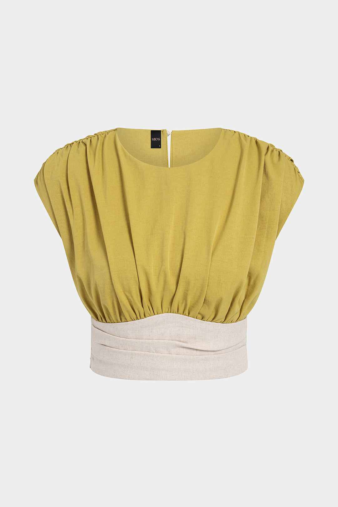 Contrast Round Neck Ruched Tank Top
