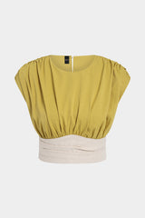 Contrast Round Neck Ruched Tank Top