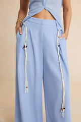 Belted Tassel WIde Leg Pants