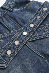 Denim Asymmetrical Wide Leg Jeans