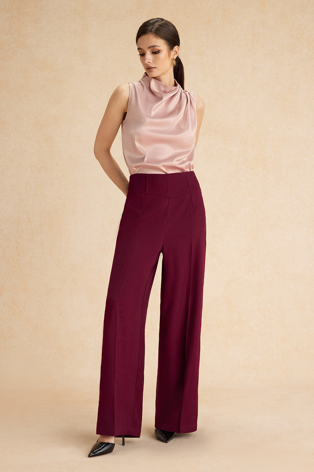 Basic High-Waisted Wide Leg Trousers