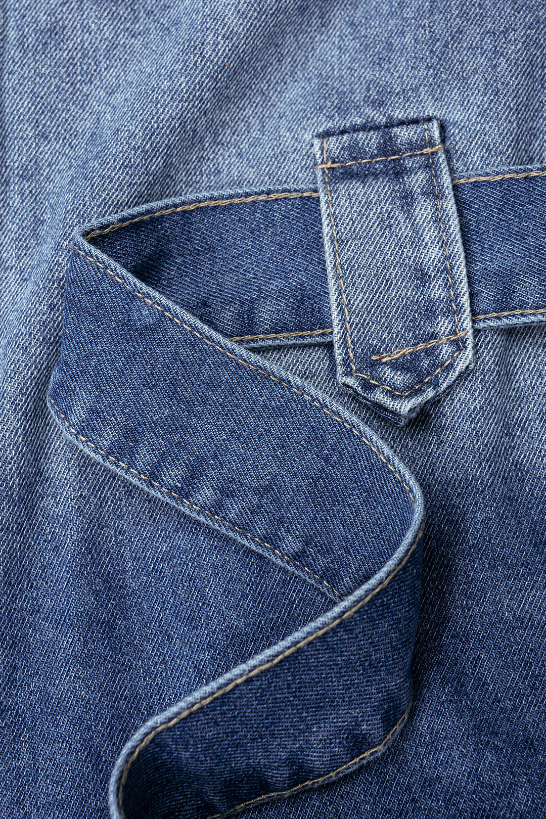 Denim Lapel Button Tie-Up Vest