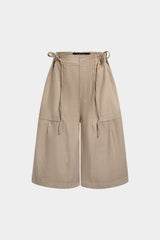 Denim Camo Print Tie Up Pocket Shorts