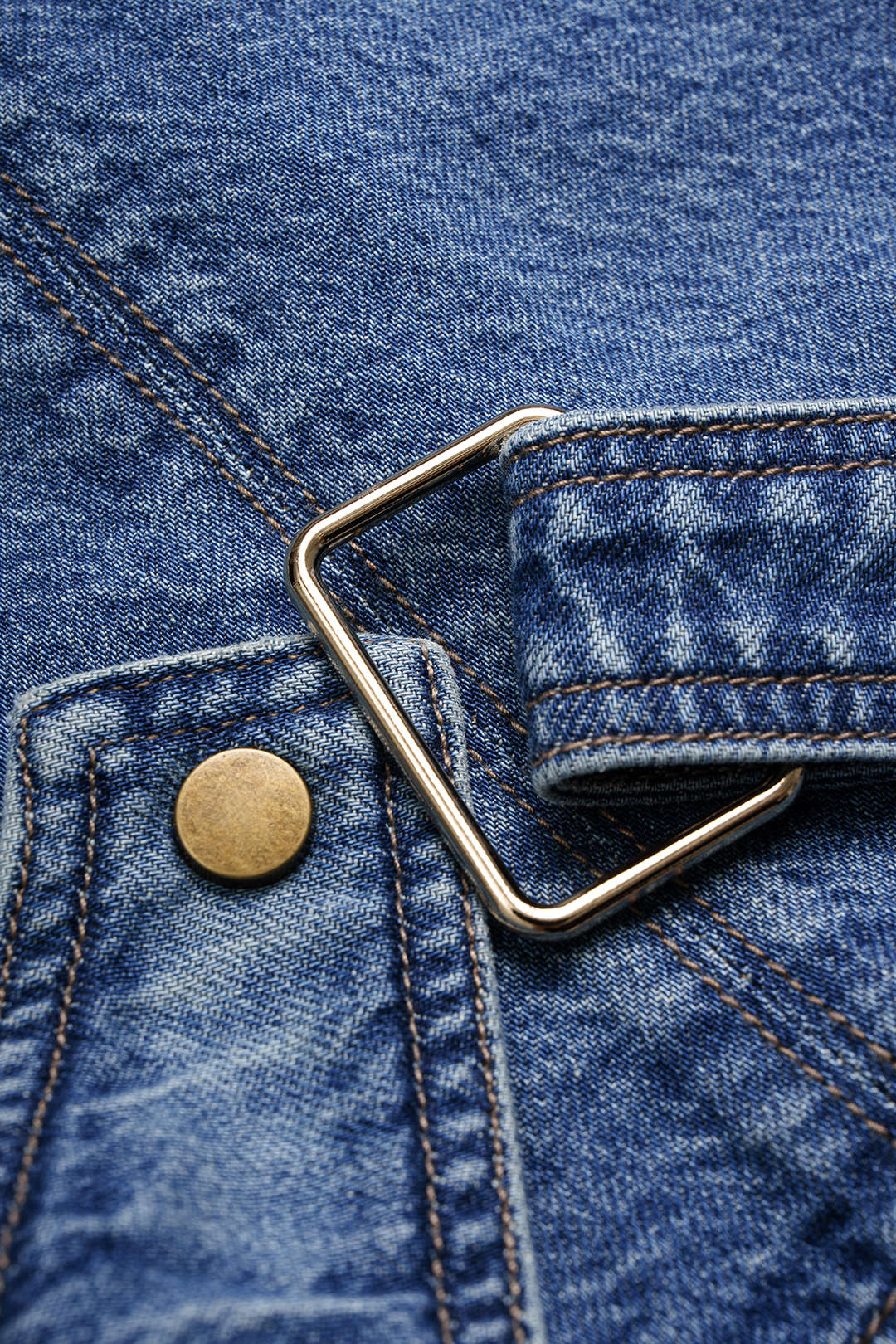 Denim Lapel Button Short Sleeve Cropped Shirt
