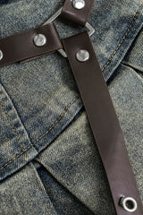 Denim High Waist Patchwork Skirt