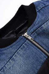 Demin Patchwork Zipper Puffer