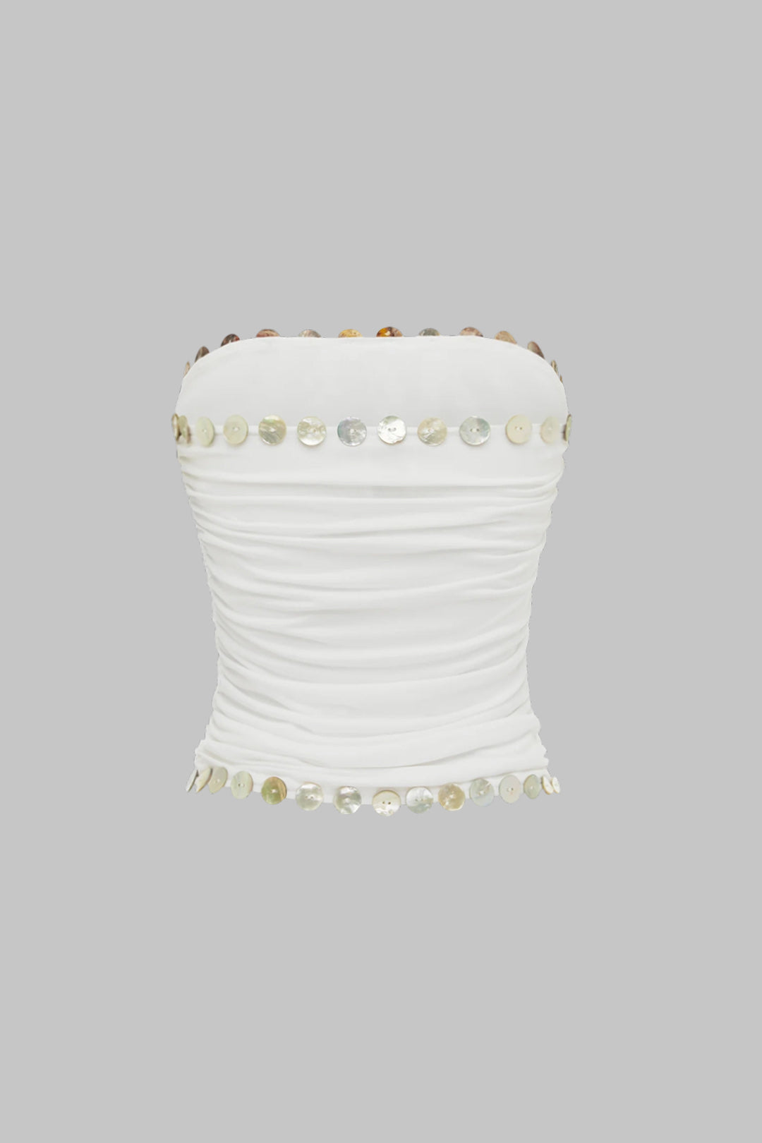 Button Ruched Tube Top