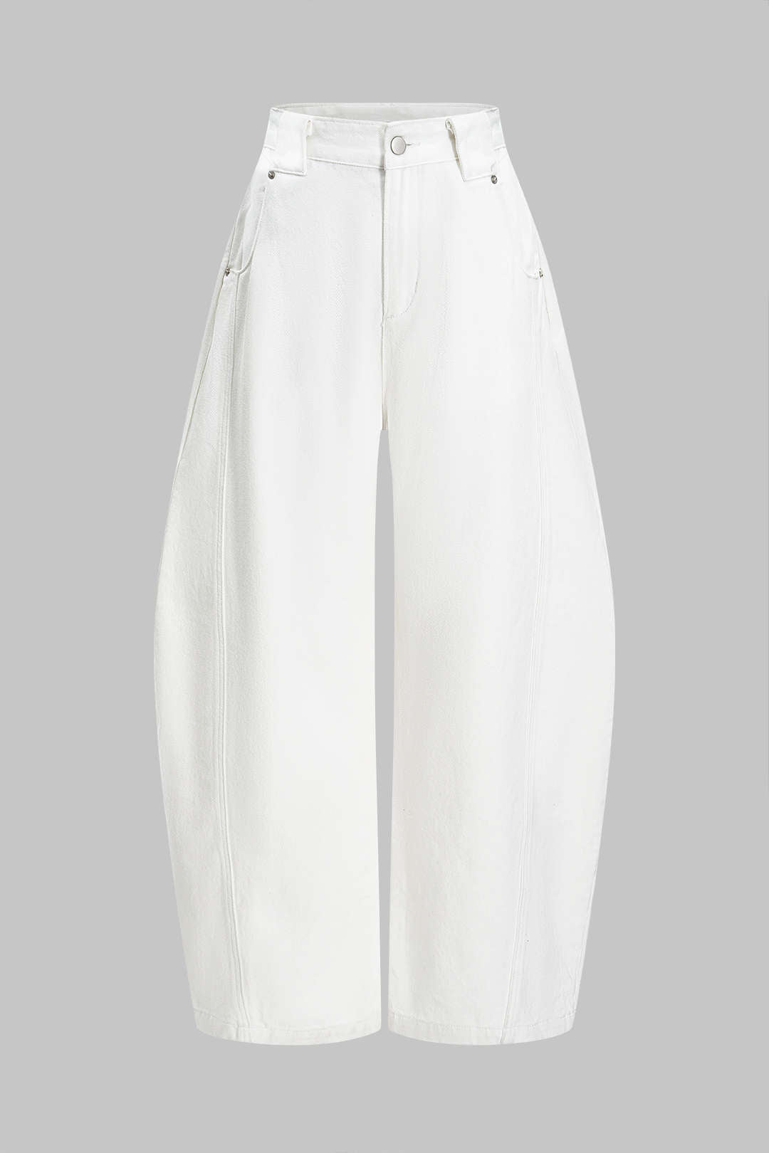 Denim Wide Leg Barrel Jeans