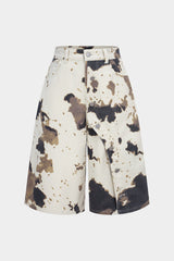 Denim Cow Print High Waist Shorts