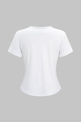 Artistic Print Tie-Up Short Sleeve T-shirt
