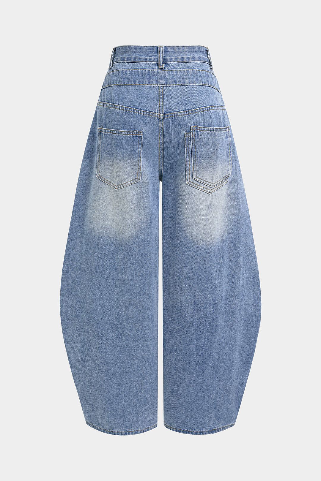 Denim Double Waistband High Waist Wide Leg Jeans