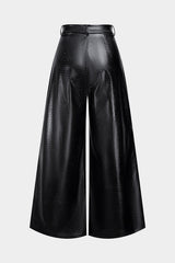 Crocodile Print Faux Leather High Waist Pants