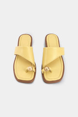 Contrast Open Toe Flats