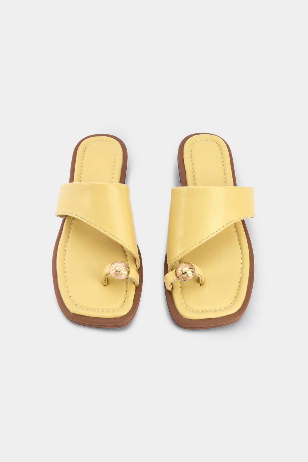 Contrast Open Toe Flats