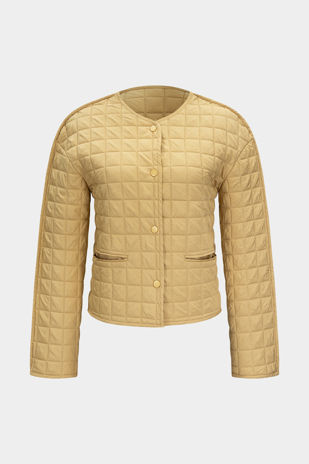 Button Plaid Puffer