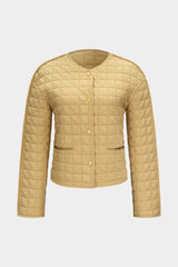 Button Plaid Puffer
