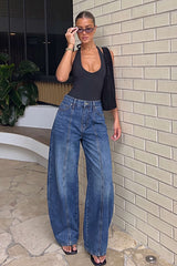 Denim Pocket Barrel Jeans