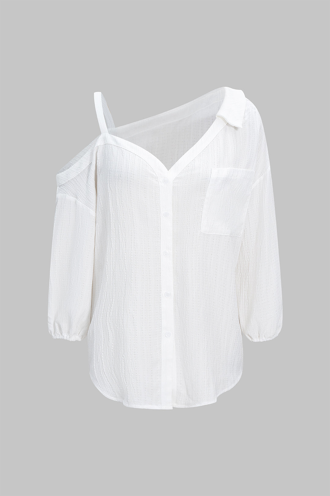 Button Asymmetrical Backless Long-Sleeve Shirt